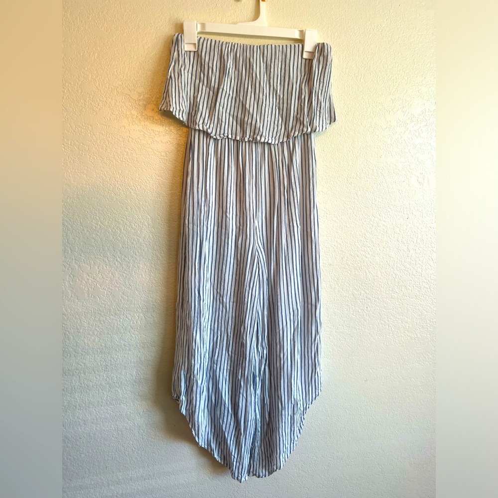Tube top stripped romper